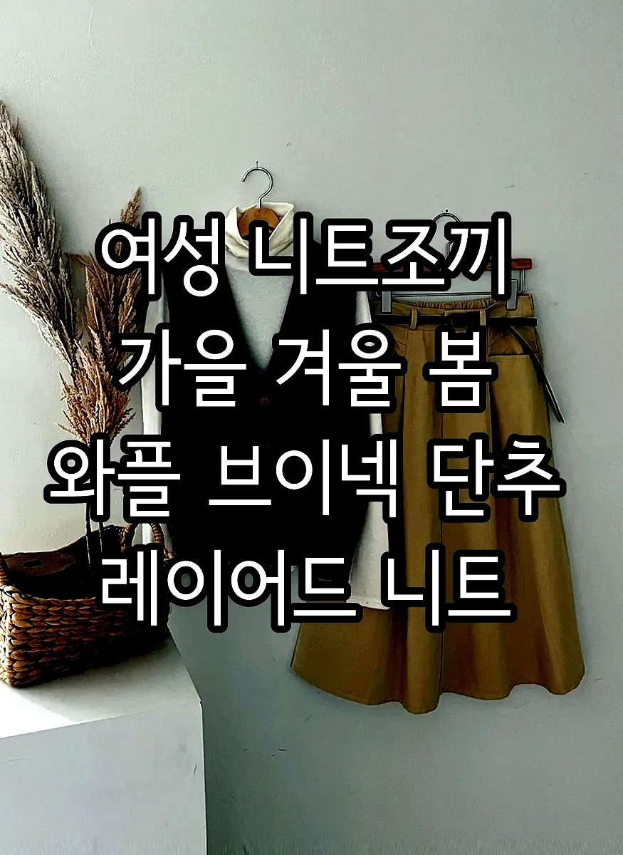 여성 니트조끼 가을 겨울 봄 와플 브이넥 단추 레이어드 니트 베스트 이미지 4