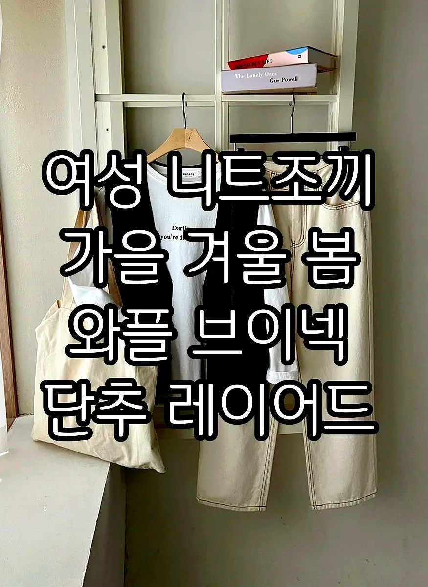 여성 니트조끼 가을 겨울 봄 와플 브이넥 단추 레이어드 니트 베스트 이미지 5