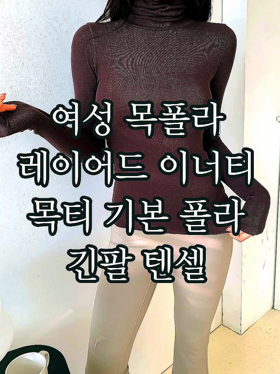 여성 목폴라 레이어드 이너티 목티 기본 폴라 긴팔 텐셀 터틀넥 상의 티셔츠 이미지 7