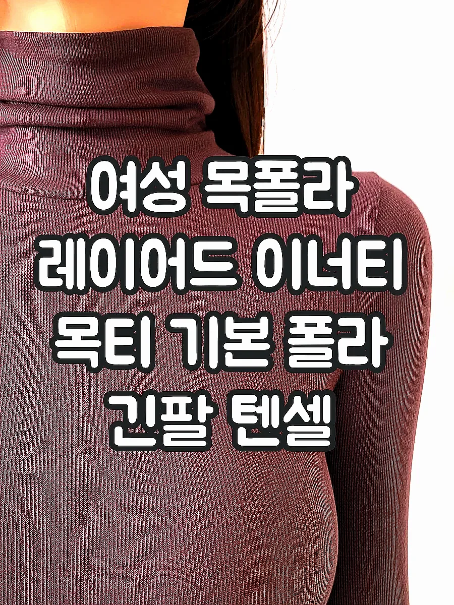 여성 목폴라 레이어드 이너티 목티 기본 폴라 긴팔 텐셀 터틀넥 상의 티셔츠 이미지 8